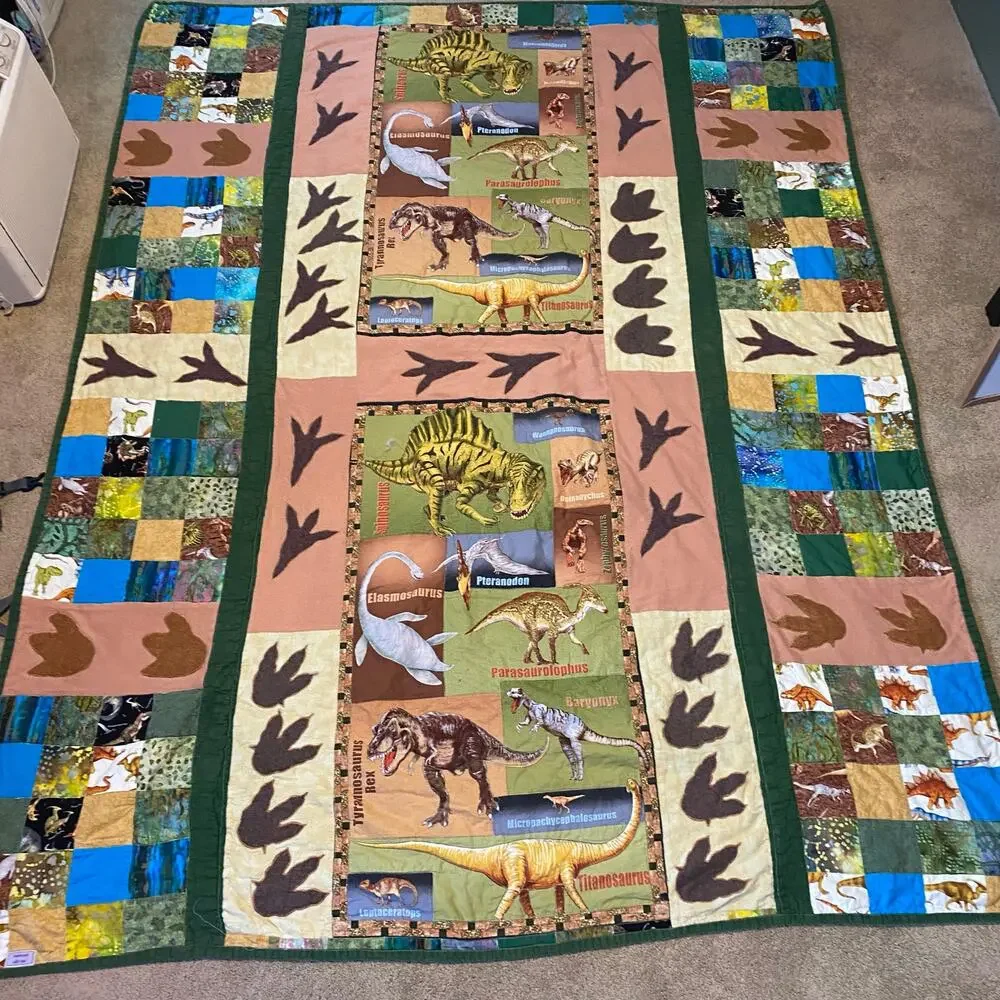 Handmade Dinosaur Quilt Twin Size Comforter 71x 87